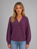 Women's Chunky Knit Cardigan — Purple