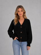 Women's Chunky Knit Cardigan — Black