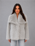 Women's Faux Fur Jacket – Soft Cosy Winter Coat — Stone