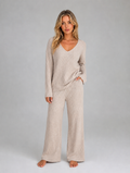 Women's Ribbed Knit Lounge Co-Ord — Beige