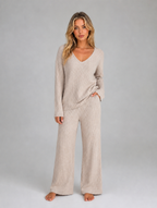 Women's Ribbed Knit Lounge Co-Ord — Beige