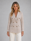 Women's Double Breasted Tweed Blazer — Soft Beige