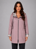 Women's Hooded Longline Rain Coat – Zip Up Lightweight Jacket — Khaki