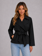 Women's Cropped Trench Jacket — Black