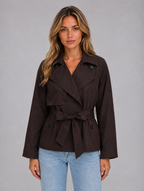 Women's Cropped Trench Jacket — Brown