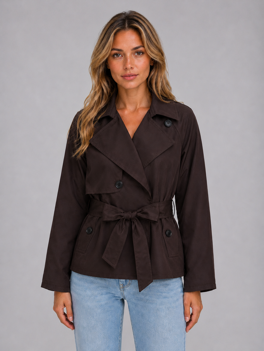 Women's Cropped Trench Jacket — Brown