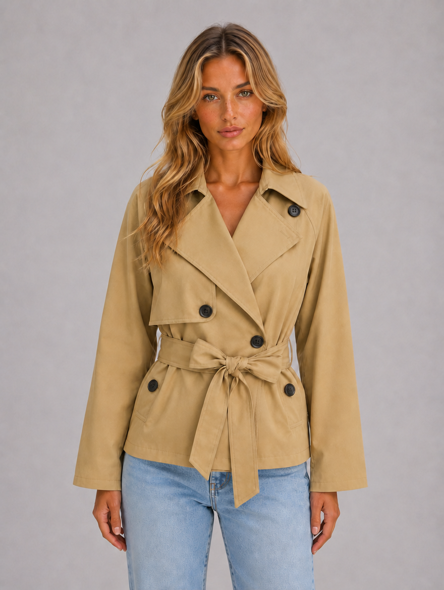 Women's Cropped Trench Jacket — Beige