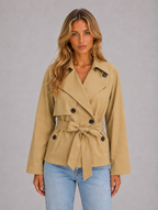 Women's Cropped Trench Jacket — Beige