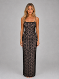 Women's Sheer Lace Maxi Dress — Black