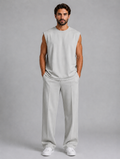 Men's Sleeveless Top & Wide Leg Trouser Co-Ord Set – Relaxed Fit — Grey