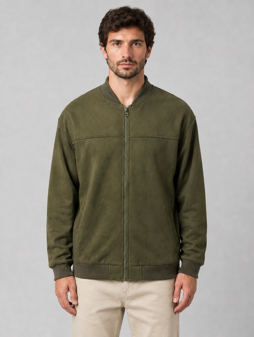 Men's Zip Bomber Jacket – Casual Regular Fit — Green