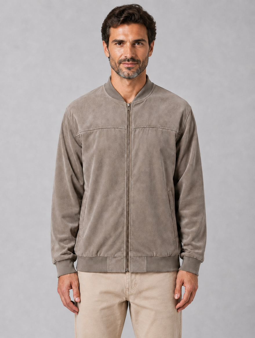 Men's Zip Bomber Jacket – Casual Regular Fit — Khaki