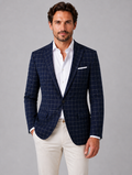 Men's Tailored Windowpane Blazer – Smart Tailored Jacket — Navy