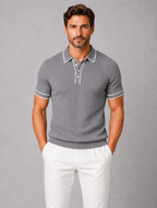 Men's Ribbed Knit Polo Shirt — Grey
