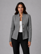 Women's Textured Tailored Blazer – Structured Fit Jacket — Grey