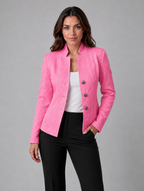 Women's Textured Tailored Blazer – Structured Fit Jacket — Pink