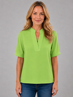Women's V-Neck Half Sleeve Blouse – Elegant Everyday Top — Light Green