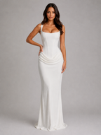Women’s Bodycon Draped Corset Maxi Dress — White