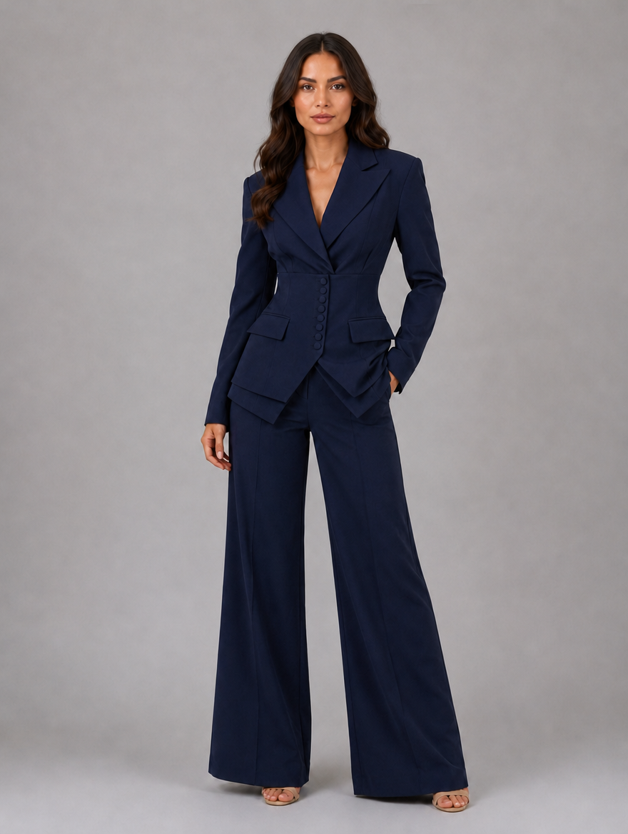 Women’s Tailored Three-Piece Suit — Navy