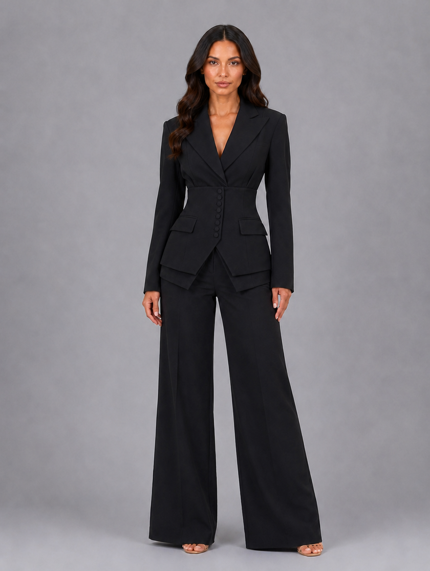 Women’s Tailored Three-Piece Suit — Black