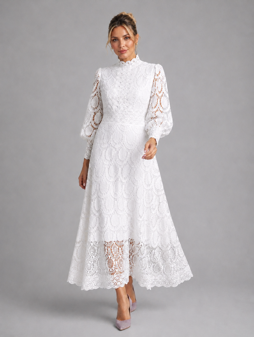 Women’s Lace Midi Dress — White