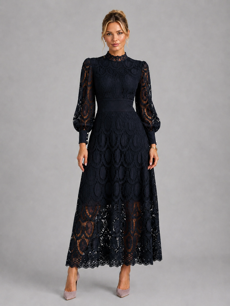 Women’s Lace Midi Dress — Black