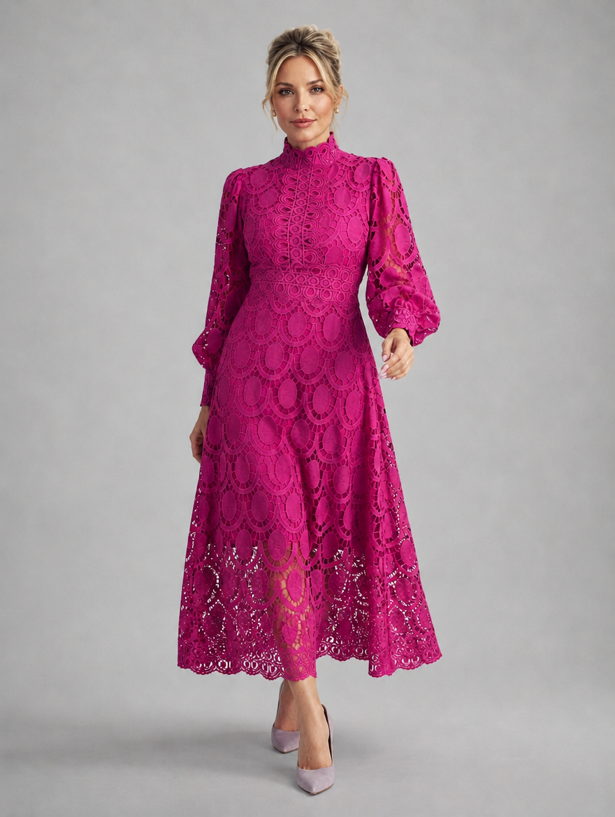Women’s Lace Midi Dress — Pink