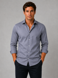 Men’s Slim Fit Stretch Dress Shirt – Smart Business Formal Style — Grey