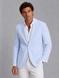Men’s Striped Blazer – Lightweight Tailored Suit Jacket — Light Blue