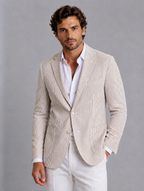 Men’s Striped Blazer – Lightweight Tailored Suit Jacket — Khaki