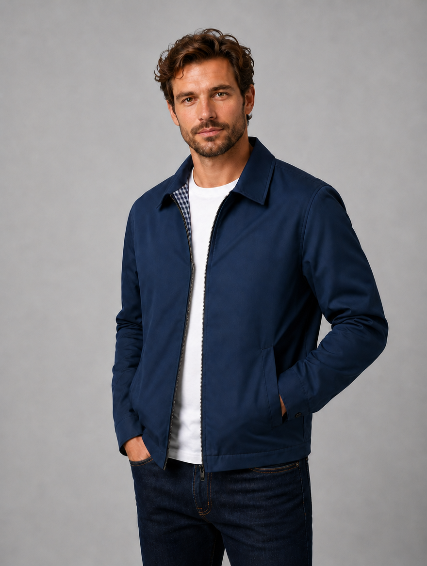Men’s Lightweight Zip Jacket — Navy