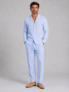 Men’s Linen Style Shirt & Trousers Set – Relaxed Tailored Fit — Light Blue