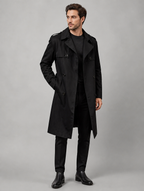 Men’s Tailored Trench Coat – Classic Double-Breasted Style — studio view