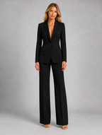 Women’s Tailored Blazer and Wide-Leg Trousers Co-Ord Set — Black