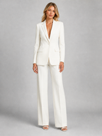 Women’s Tailored Blazer and Wide-Leg Trousers Co-Ord Set — White