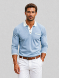 Men’s Long Sleeve Polo Shirt — Blue