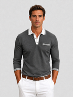 Men’s Long Sleeve Polo Shirt — Grey