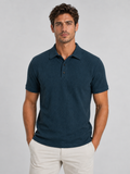 Men's Textured Knit Polo Shirt – Smart Casual Style — Deep Teal