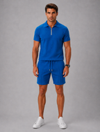 Men’s Summer Co-Ord Set – Polo & Shorts Set — Blue