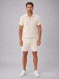 Men’s Summer Co-Ord Set – Polo & Shorts Set — Beige