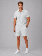 Men’s Summer Co-Ord Set – Polo & Shorts Set — Grey