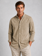 Men’s Casual Button-Down Shirt – Relaxed Everyday Fit — Beige