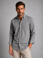 Men’s Casual Button-Down Shirt – Relaxed Everyday Fit — Grey