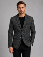 Men’s Slim Fit Tailored Blazer – Smart-Casual Structured Jacket — Black