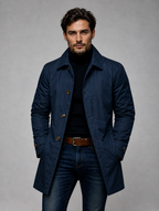 Men’s Tailored Classic Coat – Structured Smart-Casual Jacket — Navy