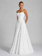 Women’s Floral Maxi Dress – Sculpted Silhouette — White