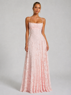 Women’s Floral Maxi Dress – Sculpted Silhouette — Pink
