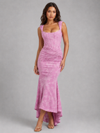 Women’s Floral Corset Maxi Dress — Pink