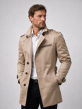 Men’s Belted Trench Coat – Classic Tailored Style Jacket — Light Beige