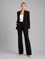Women’s Tailored Blazer & High-Waist Trousers Set — Black